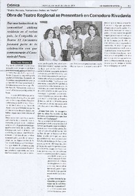 Obra de teatro regional se presentará en Comodoro Rivadavia.