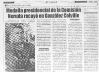Medalla presidencial de la Comisión Neruda recayó en González Colville.