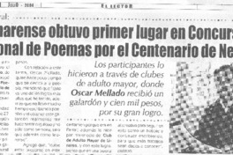 Linarense obtuvo primer lugar en Concurso Regional de Poemas por el Centenario de Neruda.