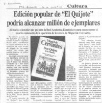 Edición popular de "El Quijote" podría alcanzar millón de ejemplares