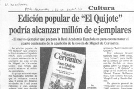 Edición popular de "El Quijote" podría alcanzar millón de ejemplares