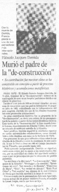 Murió el padre de la "de-construcción"