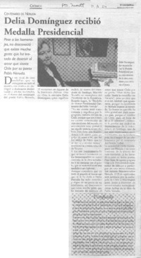 Delia Domínguez recibió Medalla Presidencial.