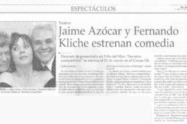 Jaime Azócar y Fernando Kliche estrenan comedia