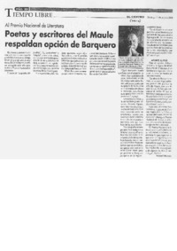 Poetas y escritores del Maule respaldan opción de Barquero.