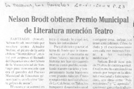 Nelson Brodt obtiene Premio Municipal de Literatura mención Teatro.