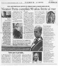 Nicanor Parra cumplirá 90 años frente al mar.