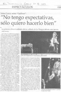 "No tengo expectativas, sólo quiero hacerlos bien"