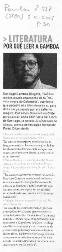 Por qué leer a Gamboa