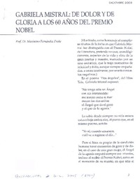 Gabriela Mistral: de dolor y de gloria a los 60 años del Premo Nobel