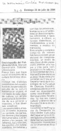 Enciclopedia del folclore de Chile.