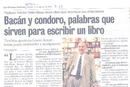 Bacán y condoro, palabras que sirven para escribir un libro.