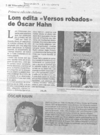 Lom edita "Versos robados" de Oscar Hahn.