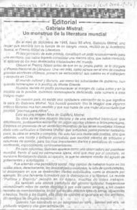 Gabriela Mistral: Un monstruo de la literatura.