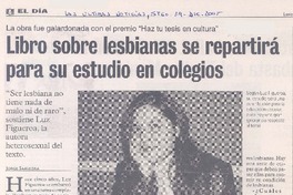 La obra fue galardonada con el premio "Haz tu tesis en cultura" : libro sobre lesbianas se repartirá para su estudio en colegios