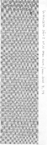 Lo desconocido del golpe militar de 1973 en nuevo libro