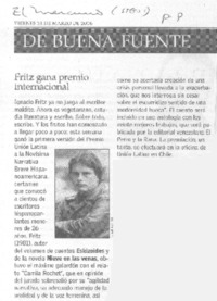 Fritz gana premio internacional