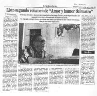 Listo segundo volumen de "Amor y humor del teatro"