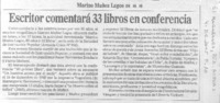 Escritor comentará 33 libros en conferencia