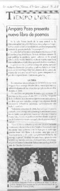 Amparo Pozo presenta nuevo libro de poemas