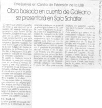 Obra basada en cuento de Galeano se presentará en Sala Schafer