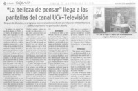 "La Belleza de pensar" llega a las pantallas del canal UCV-Televisión