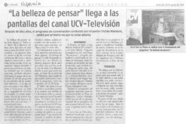 "La Belleza de pensar" llega a las pantallas del canal UCV-Televisión