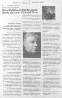 Notabilidad mundial descansa desde ahora en Valle del Elqui