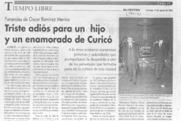 Triste adiós para un hijo y un enamorado de Curicó