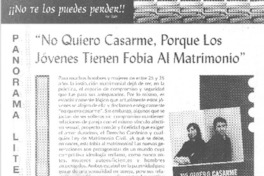 "No quiero casarme, por qué los jóvenes tienen fobia al matrimonio"
