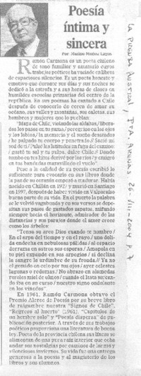 Poesía íntima y sincera