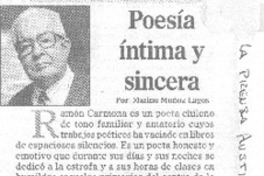 Poesía íntima y sincera
