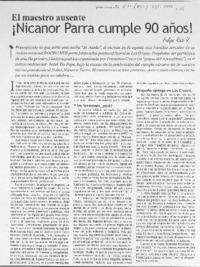 El Maestro ausente Nicanor Parra cumple 90 años!