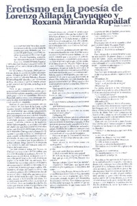 Erotismo en la poesía de Lorenzo Aillapán Cayuqueo y Roxana Miranda Ruapilaf