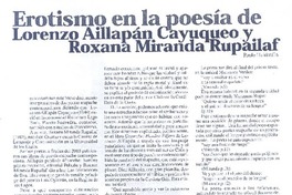 Erotismo en la poesía de Lorenzo Aillapán Cayuqueo y Roxana Miranda Ruapilaf