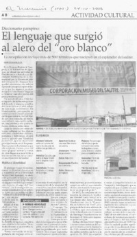 El lenguaje que surgió al alero del "oro blanco"