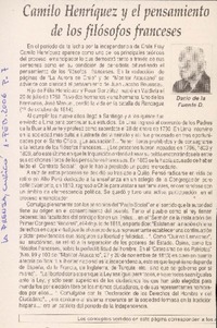 Camilo Henriquez y el pensamiento de los filosofos franceses
