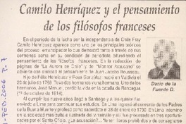 Camilo Henriquez y el pensamiento de los filosofos franceses