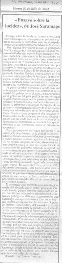 Ensayo sobre la lucidez, de José Saramago