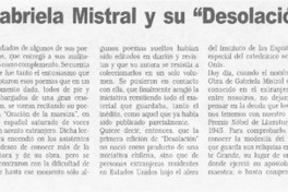 Gabriela Mistral y su "Desolación"