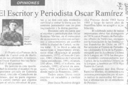 El Escritor y periodista Oscar Ramírez