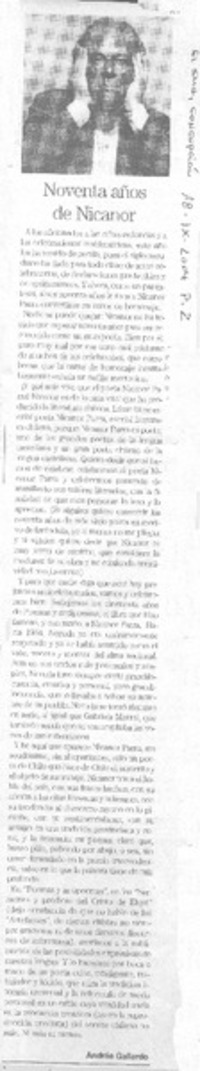 Noventa años de Nicanor