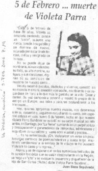 5 de febrero... muerte de Violeta Parra