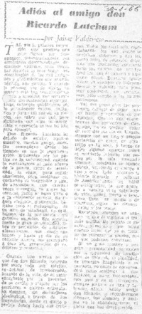 Adiós al amigo don Ricardo Latcham