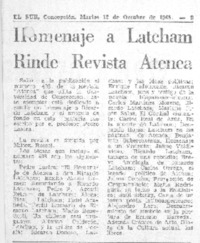 Homenaje a Latcham rinde revista Atenea