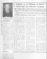 Falleció en La Habana el ilustre intelectual don Ricardo Latcham