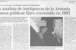 Ex analista de inteligencia de la Armada planea publicar libro censurado en 1993