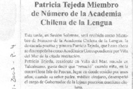 Patricia Tejeda Miembro de Número de la Academia Chilena de la Lengua