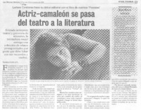Actriz-camaleón se pasa del teatro a la literatura