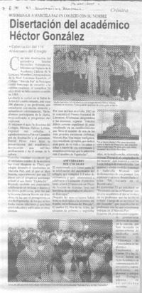 Disertación del académico Héctor González